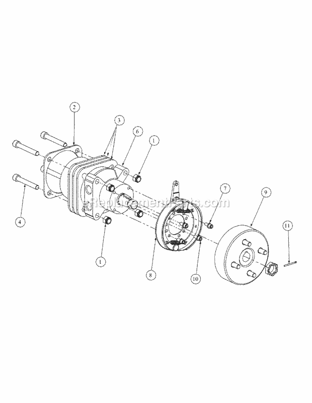Brake Motor Mount And Hub Diagram and Parts List for M48-HN 53AB5E6V750-20-HP Cub Cadet Lawn Tractor